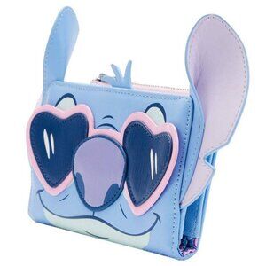 Loungefly Disney Lilo & Stitch Wallet I Heart Stitch Heart Shaped Glasses New